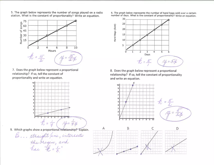 Constant of Proportionality from a Graph - Page 8