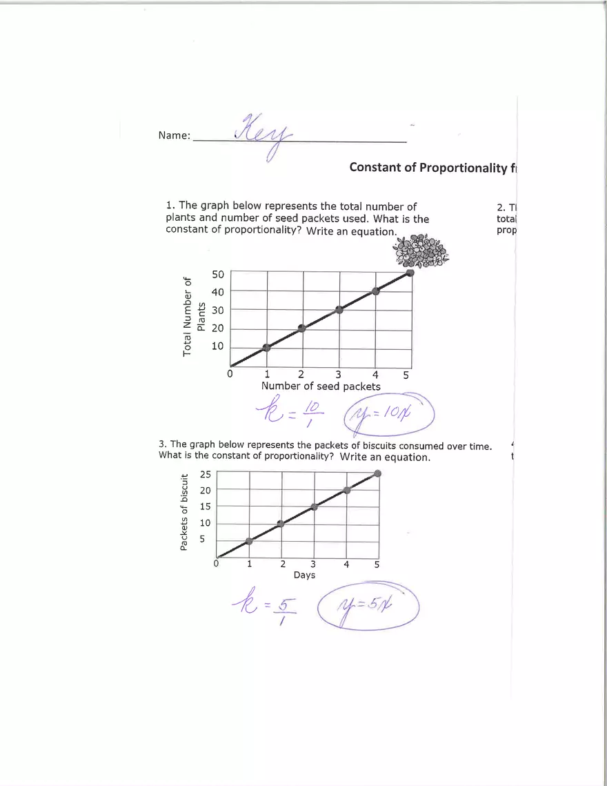 Constant of Proportionality from a Graph - Page 3
