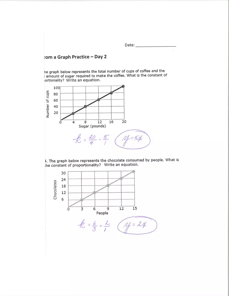 Constant of Proportionality from a Graph - Page 4