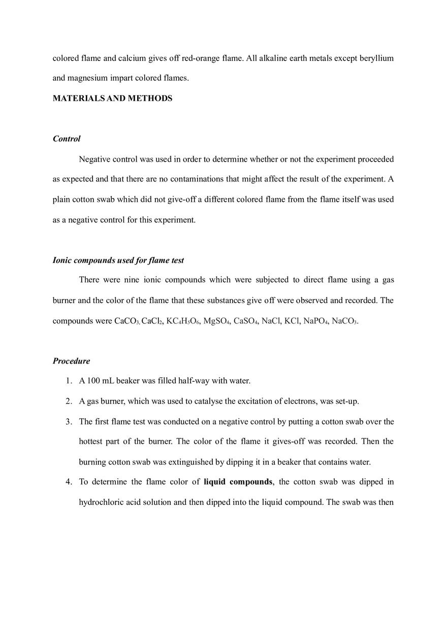 Flame Test Lab Report - Page 2