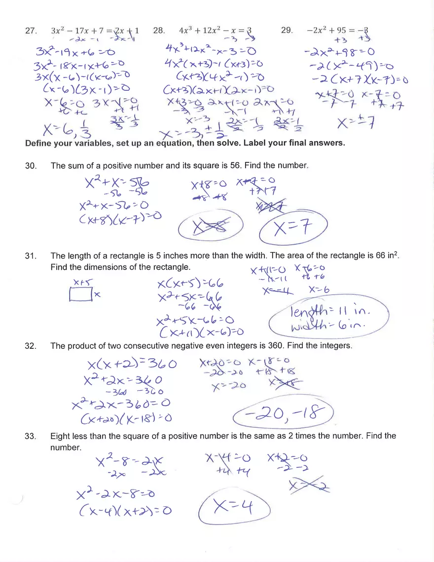 Algebra Unit 6 Review Answers - Page 3