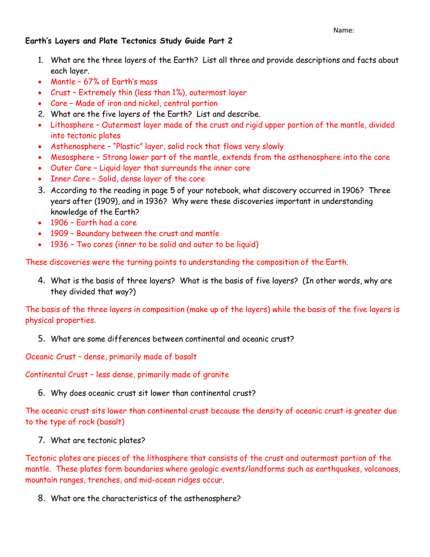 Earth’s Layers and Plate Tectonics - Page 1