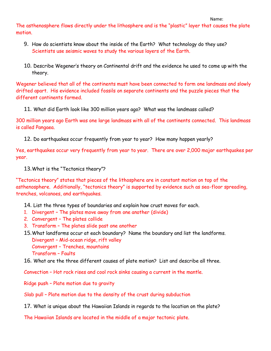 Earth’s Layers and Plate Tectonics - Page 2