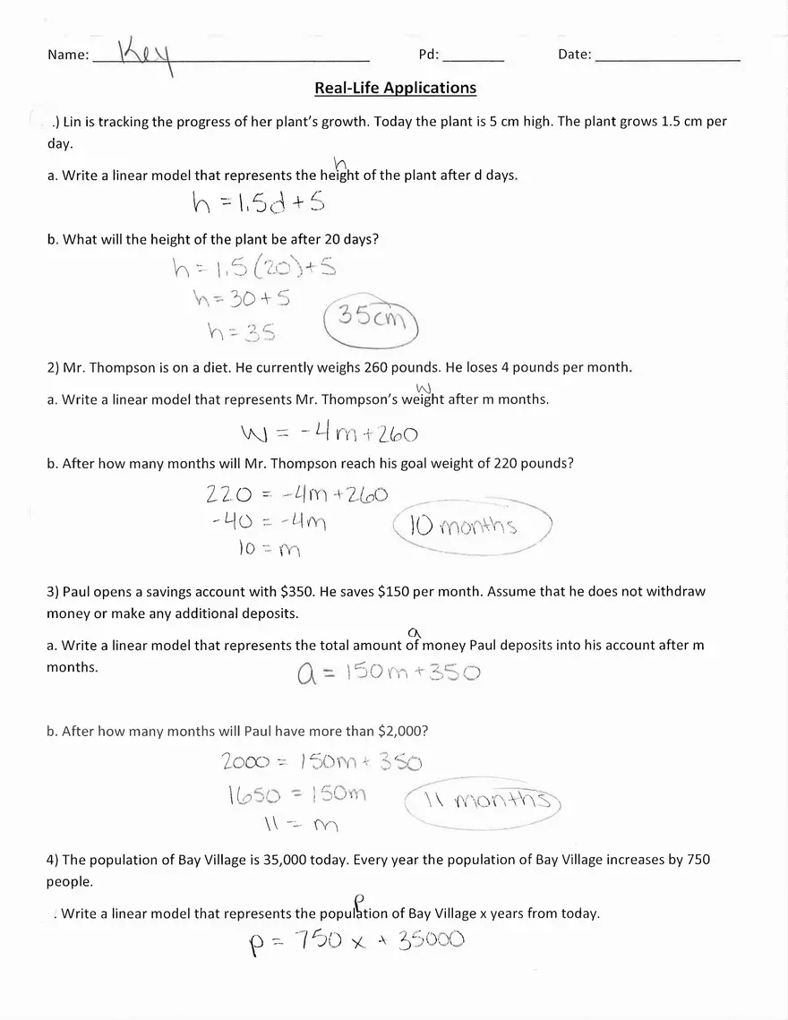 Word Problem Practice Answer Key - Page 1