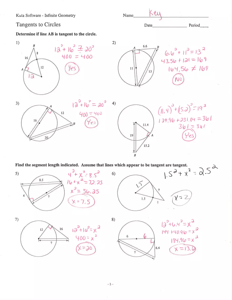 Tangents to Circles - Page 1