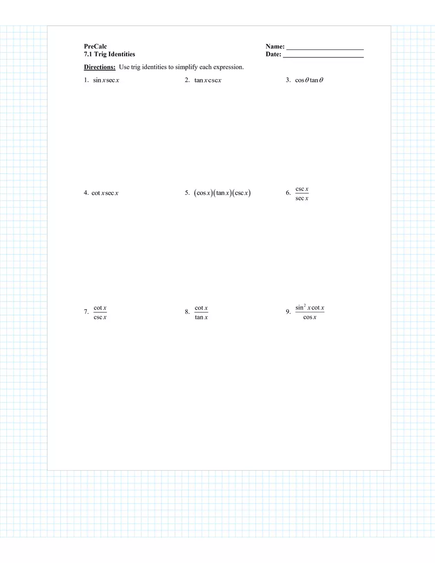 Simplifying Trig Identities - Page 8