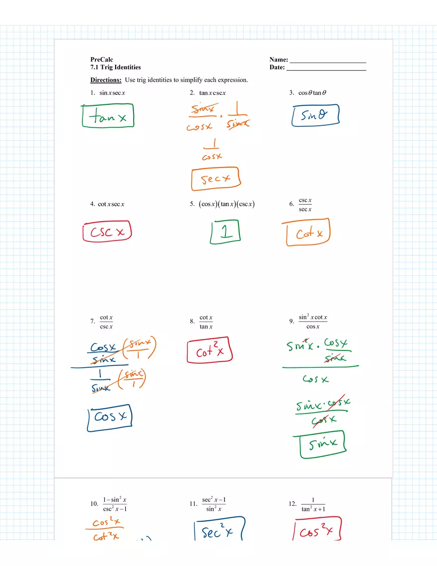 Simplifying Trig Identities - Page 10