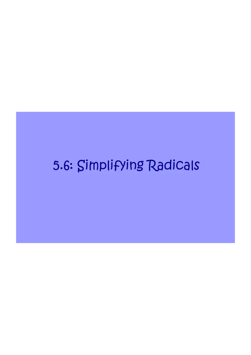 Simplifying Radicals with Class Notes - Page 9