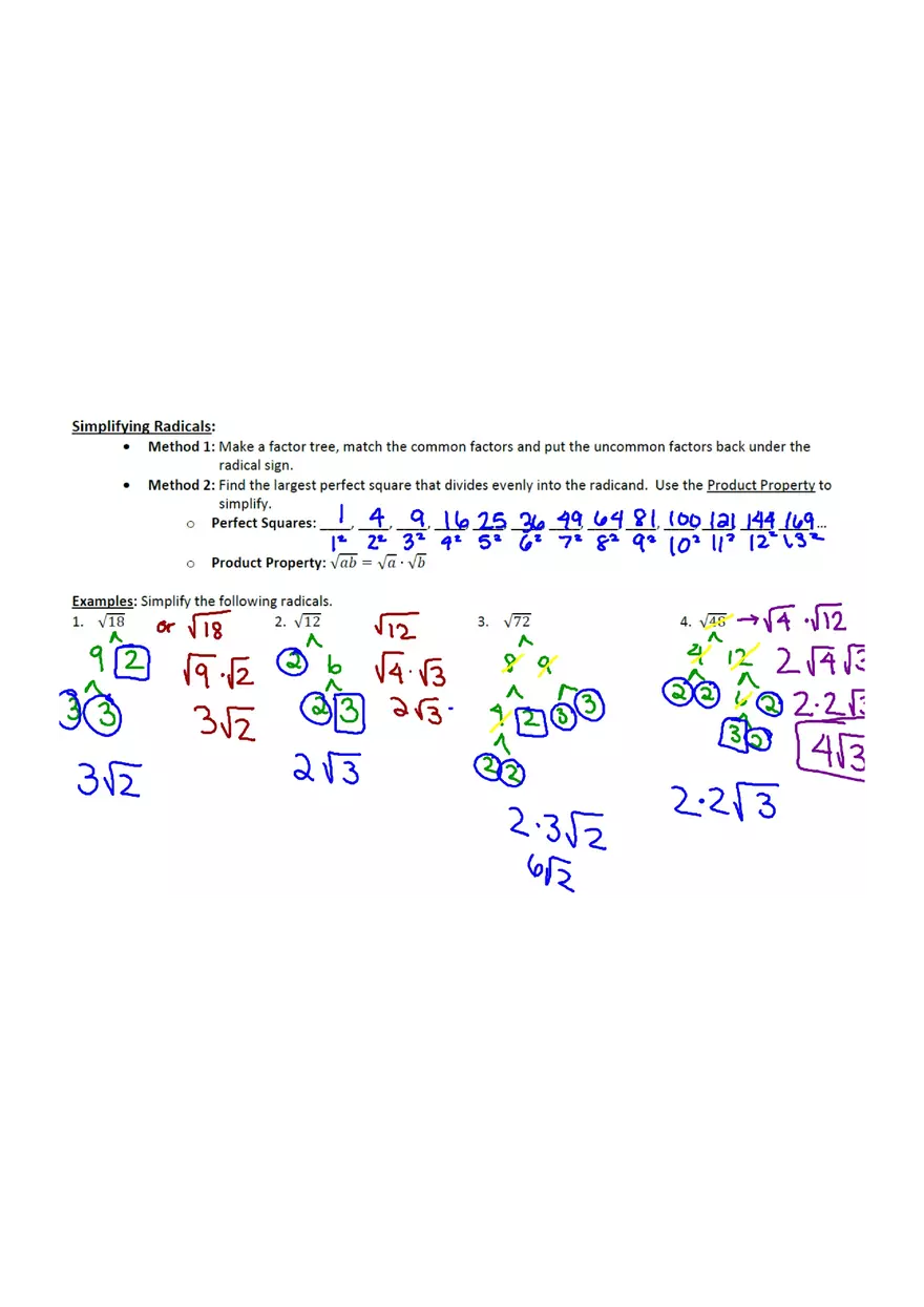 Simplifying Radicals with Class Notes - Page 11