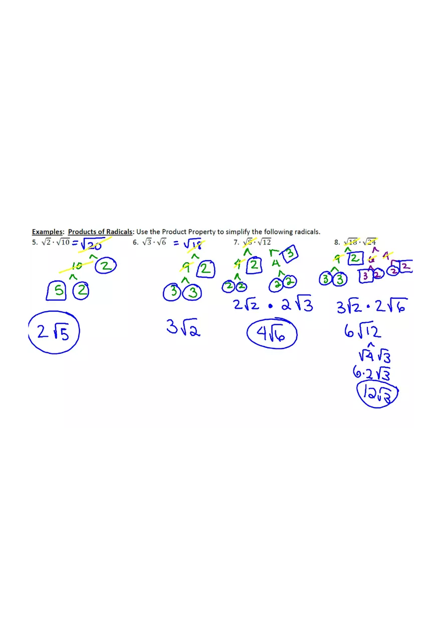 Simplifying Radicals with Class Notes - Page 12