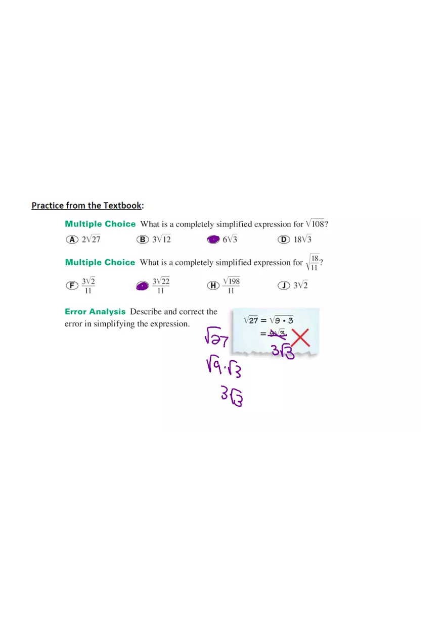 Simplifying Radicals with Class Notes - Page 4