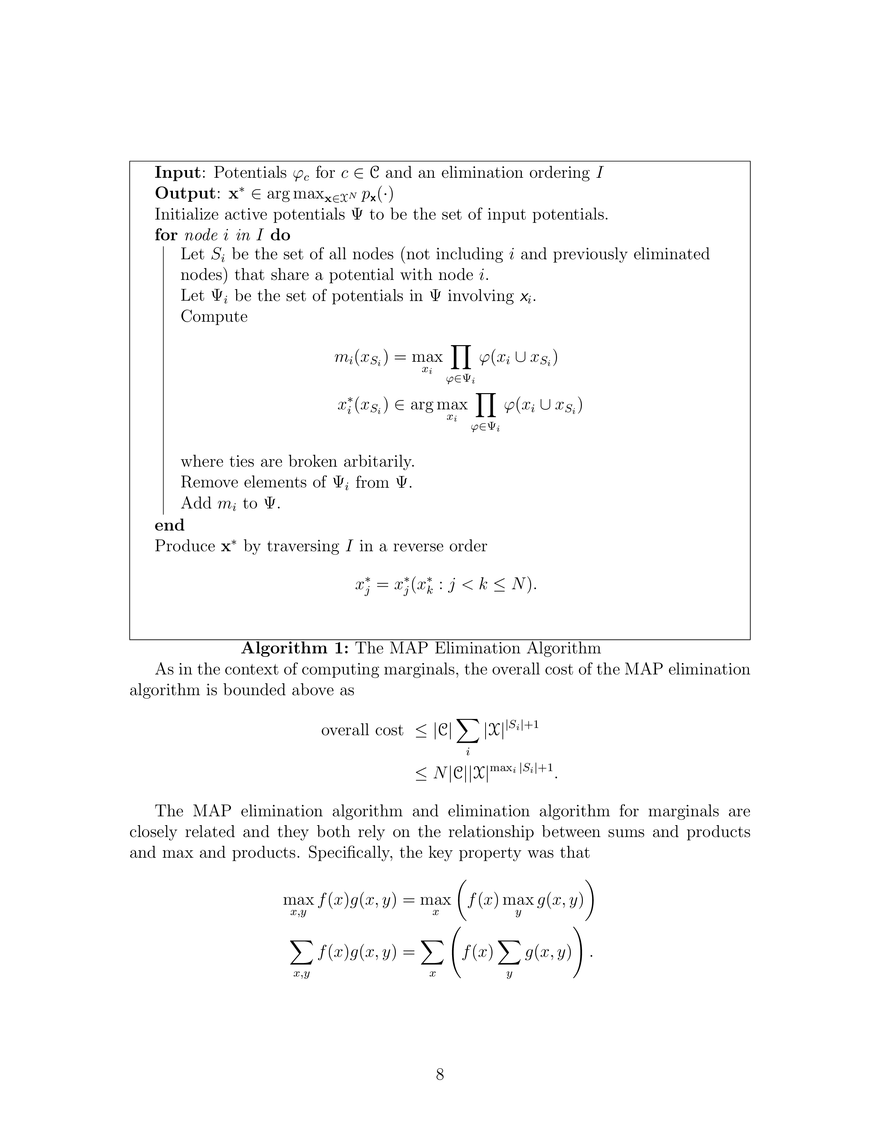 Sum-Product on Factor Tree Graphs, MAP Elimination Algorithm - Page 8