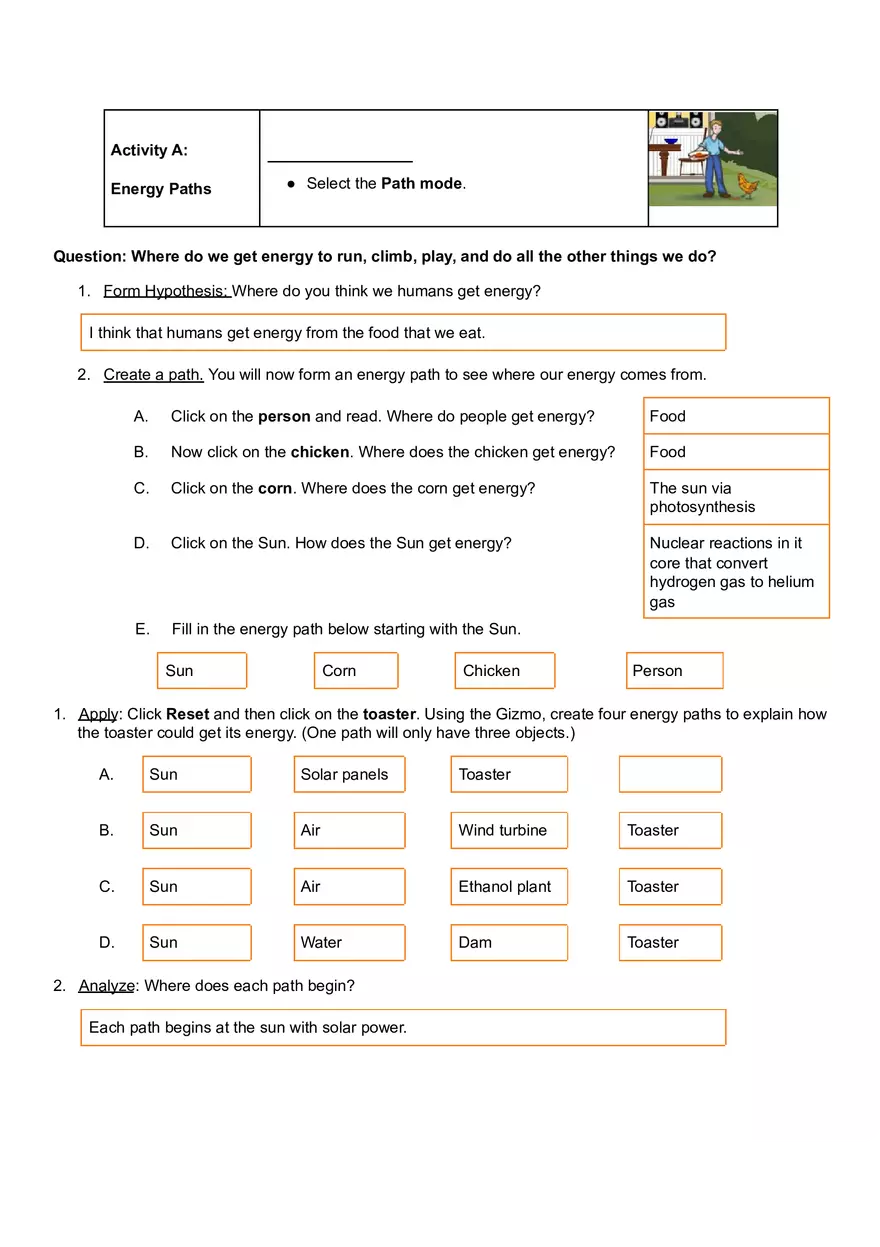 Student Exploration Energy Conversions - Page 2