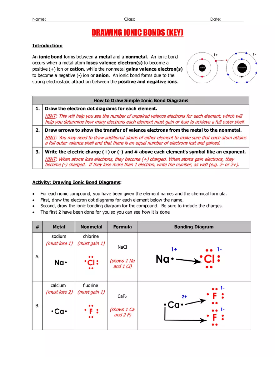 Drawing Ionic Bond Diagrams - Page 3