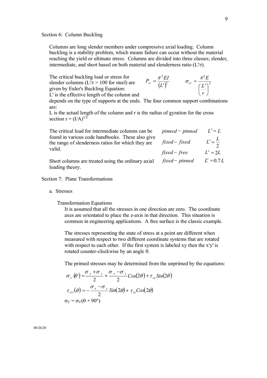 Mechanicsof Materials Formula Sheet - Page 11