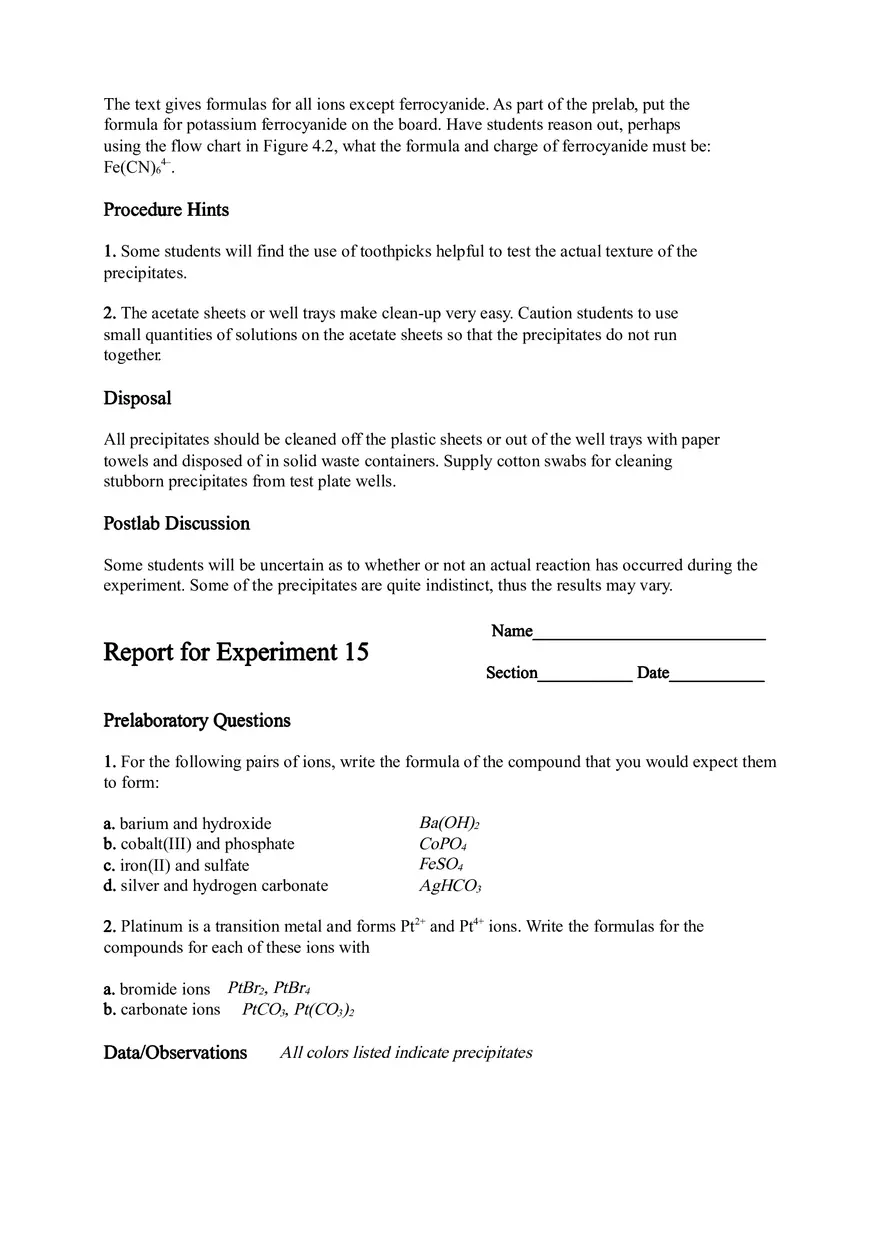 Forming and Naming Ionic Compounds Lab - Page 6