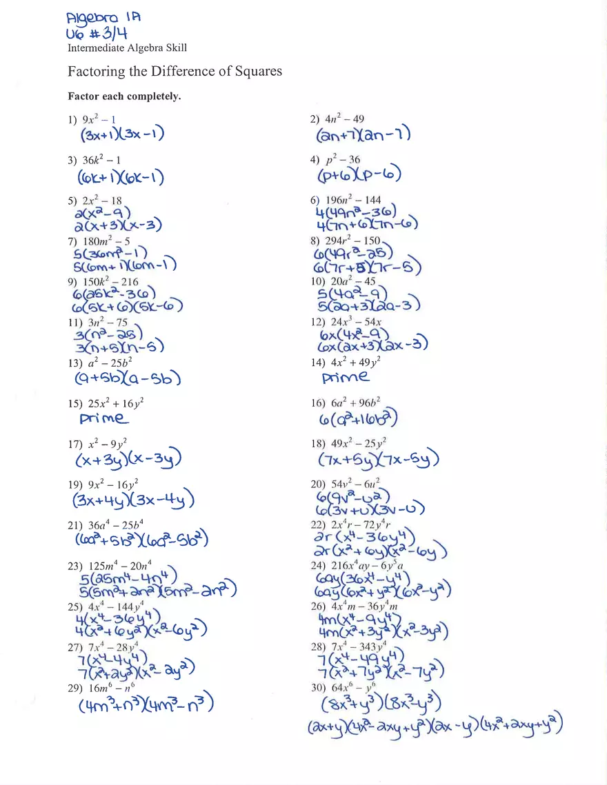 Unit 6 Homework Solutions 3-4 - Page 1