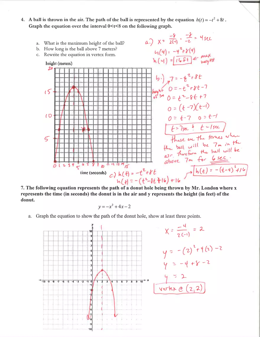 Quadratic Application Word Problems - Page 2