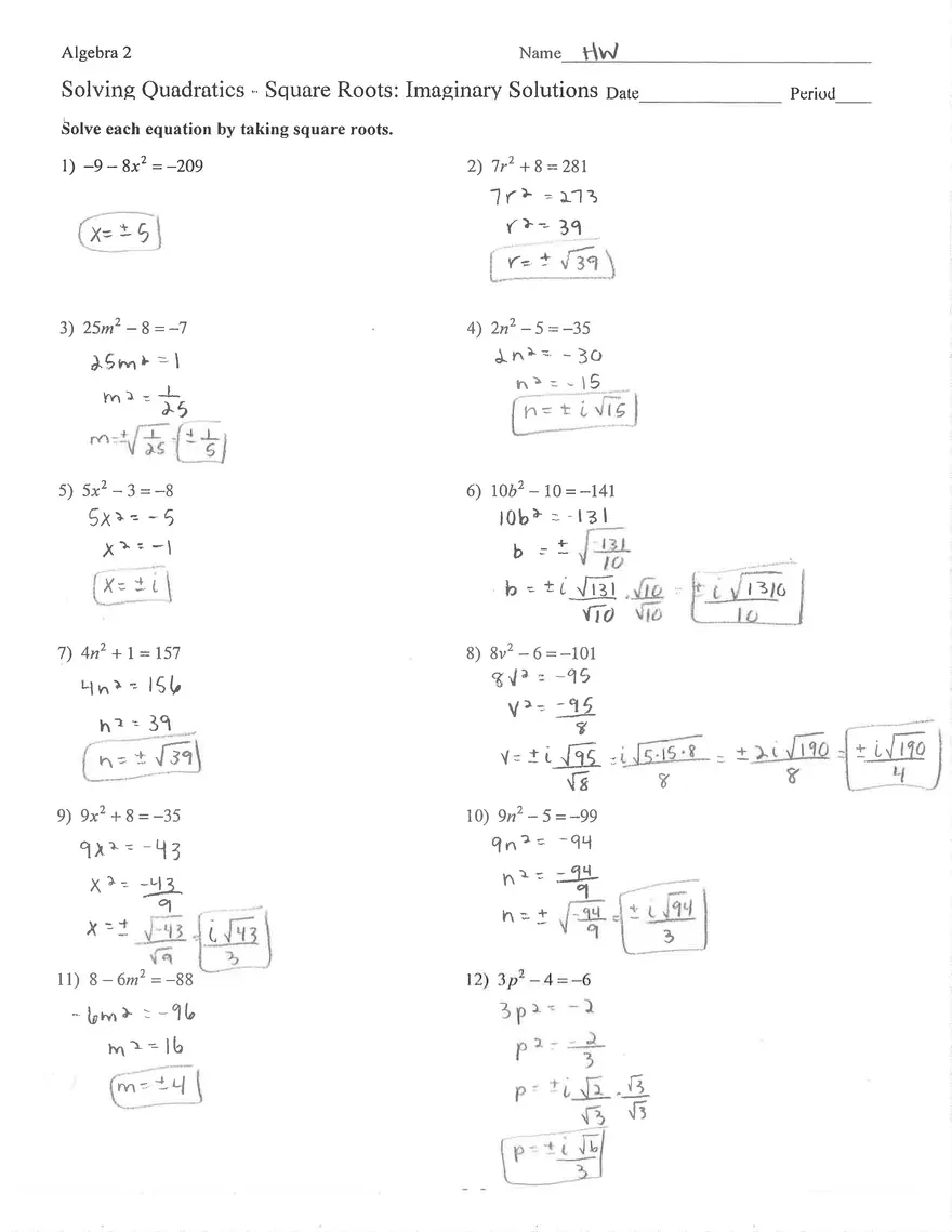 Day 7 - Combined Solving Roots Wkst Key - Page 1