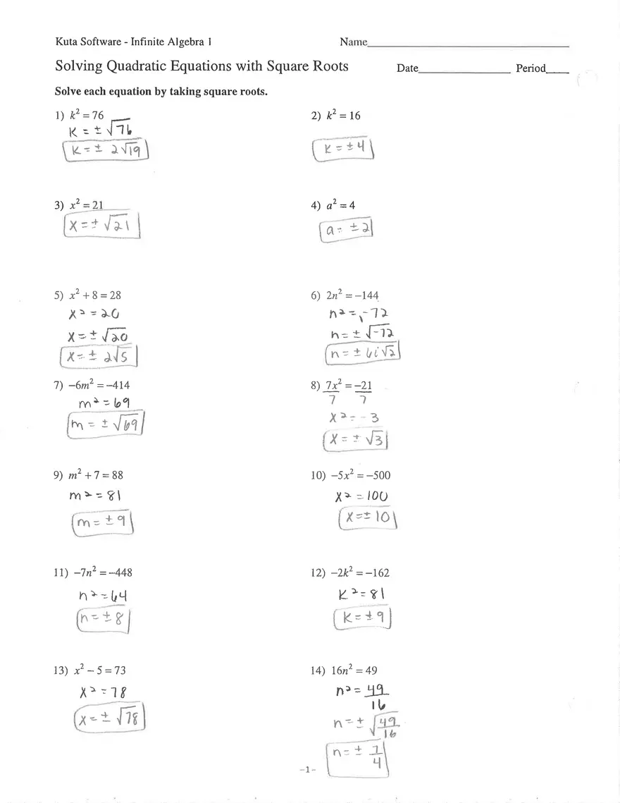 Day 7 - Combined Solving Roots Wkst Key - Page 2