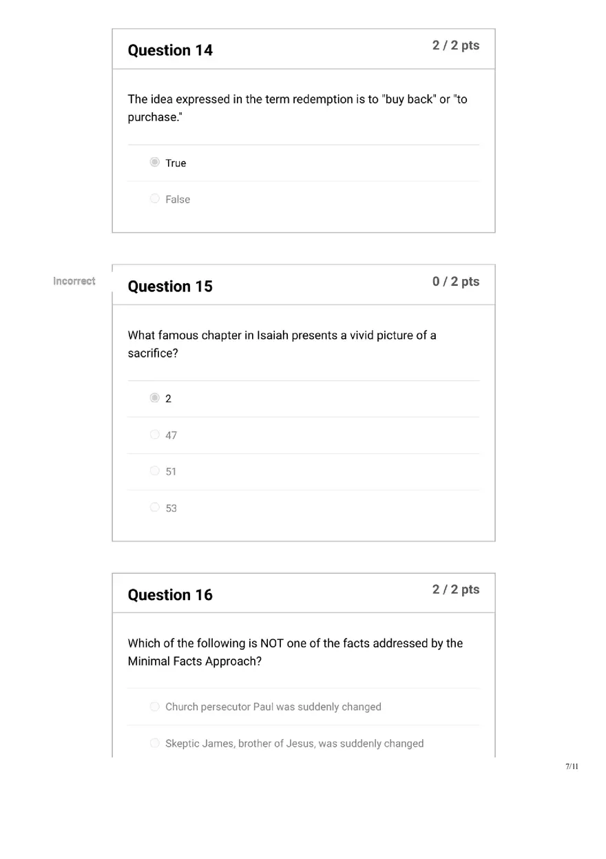Quiz Introduction to the Study of Jesus - Page 7