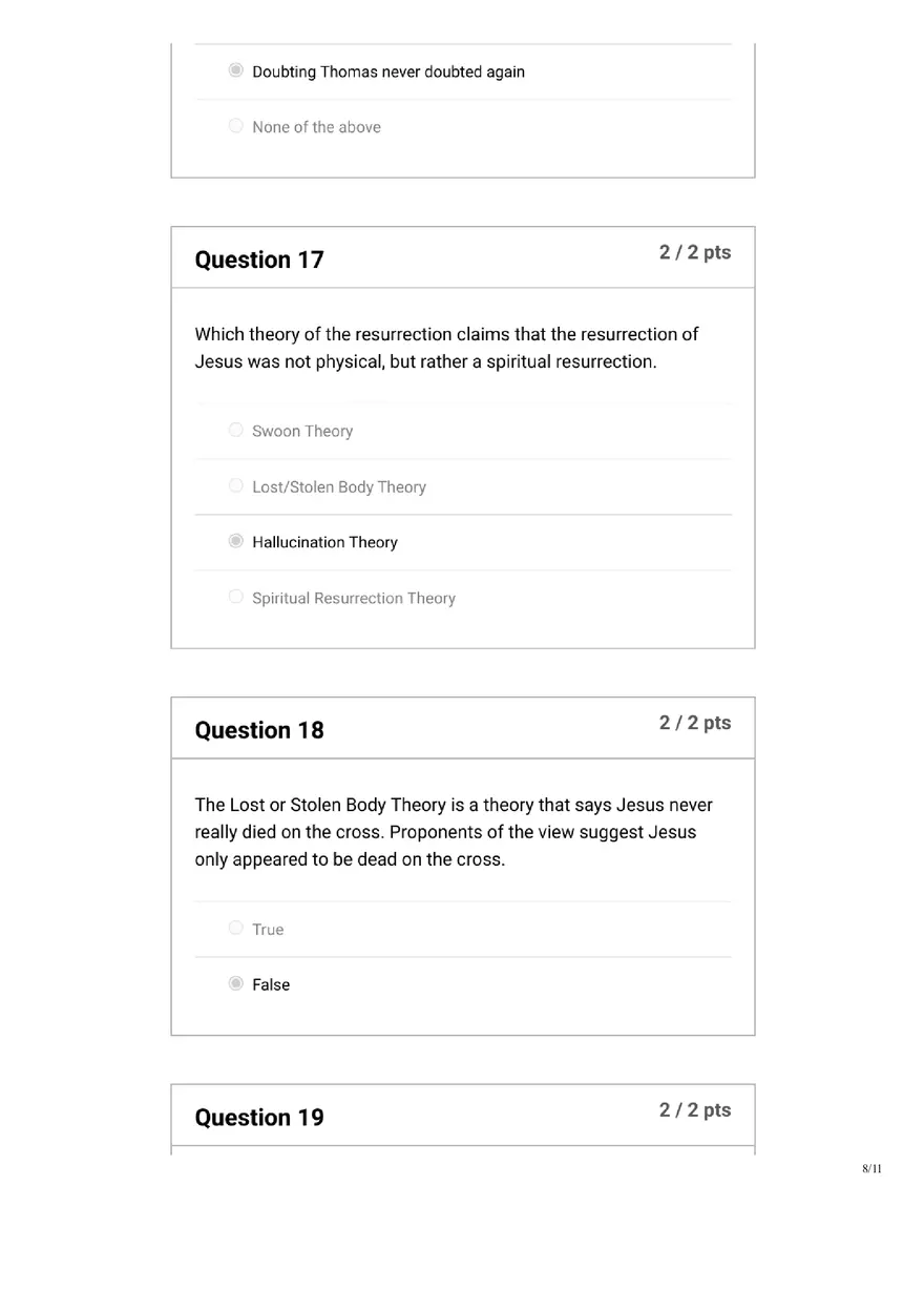 Quiz Introduction to the Study of Jesus - Page 8