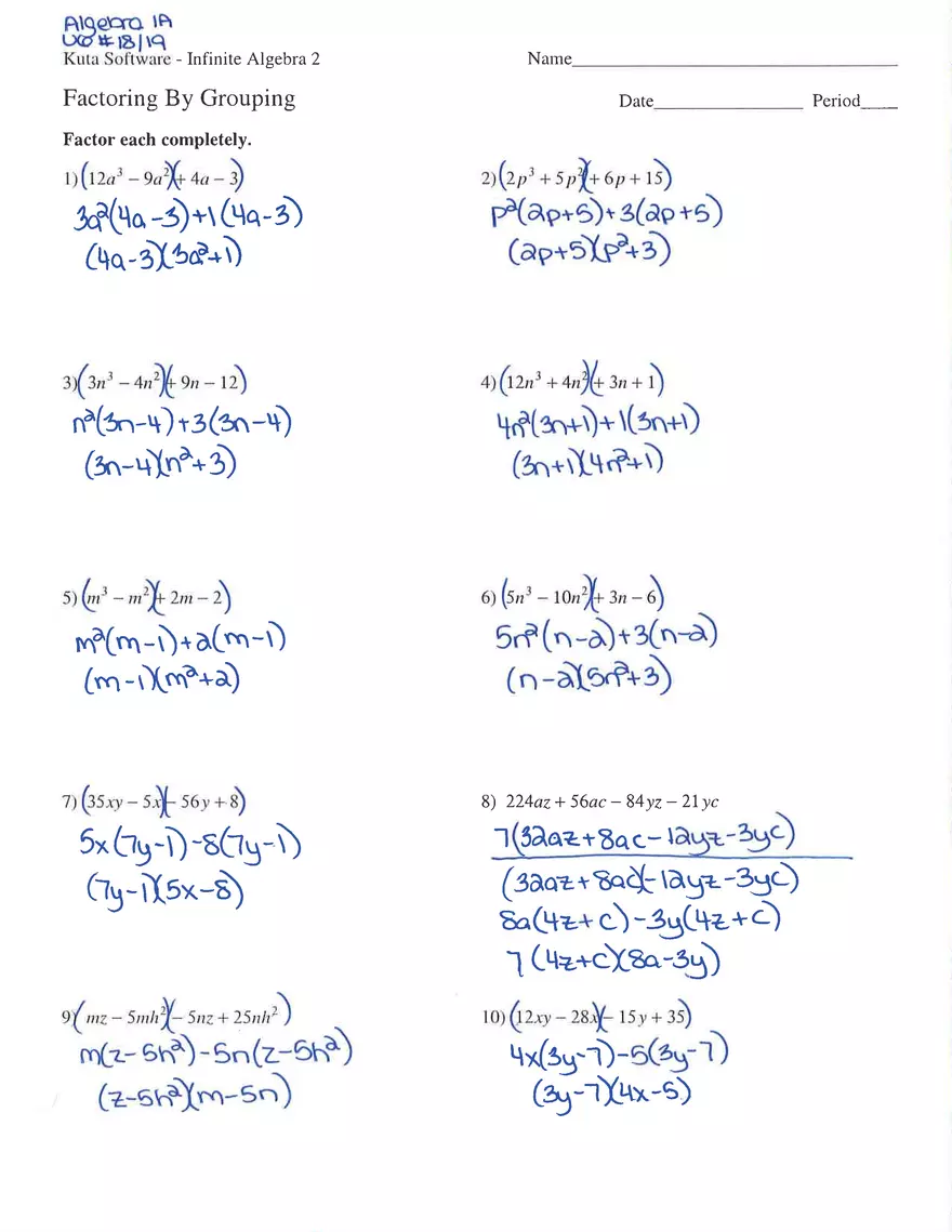 Unit 6 Homework Solutions 18-19 - Page 1