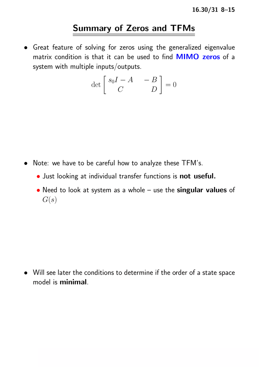 System Zeros and Transfer Function Matrices - Page 8