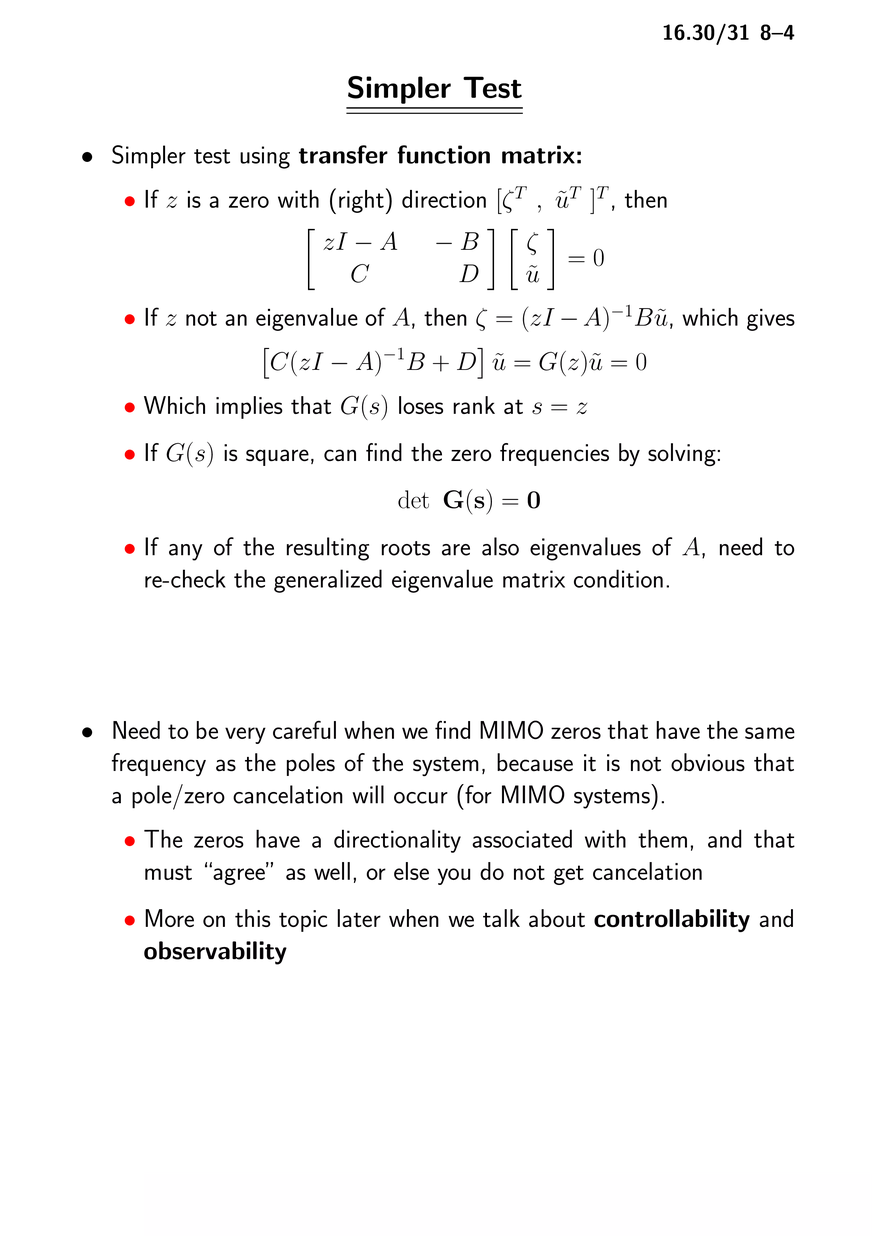 System Zeros and Transfer Function Matrices - Page 11