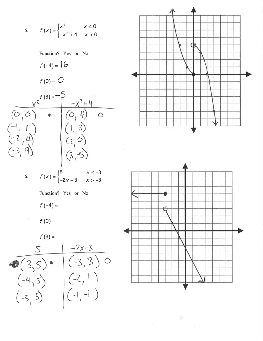 Piecewise Graph Worksheet Answers - Page 3