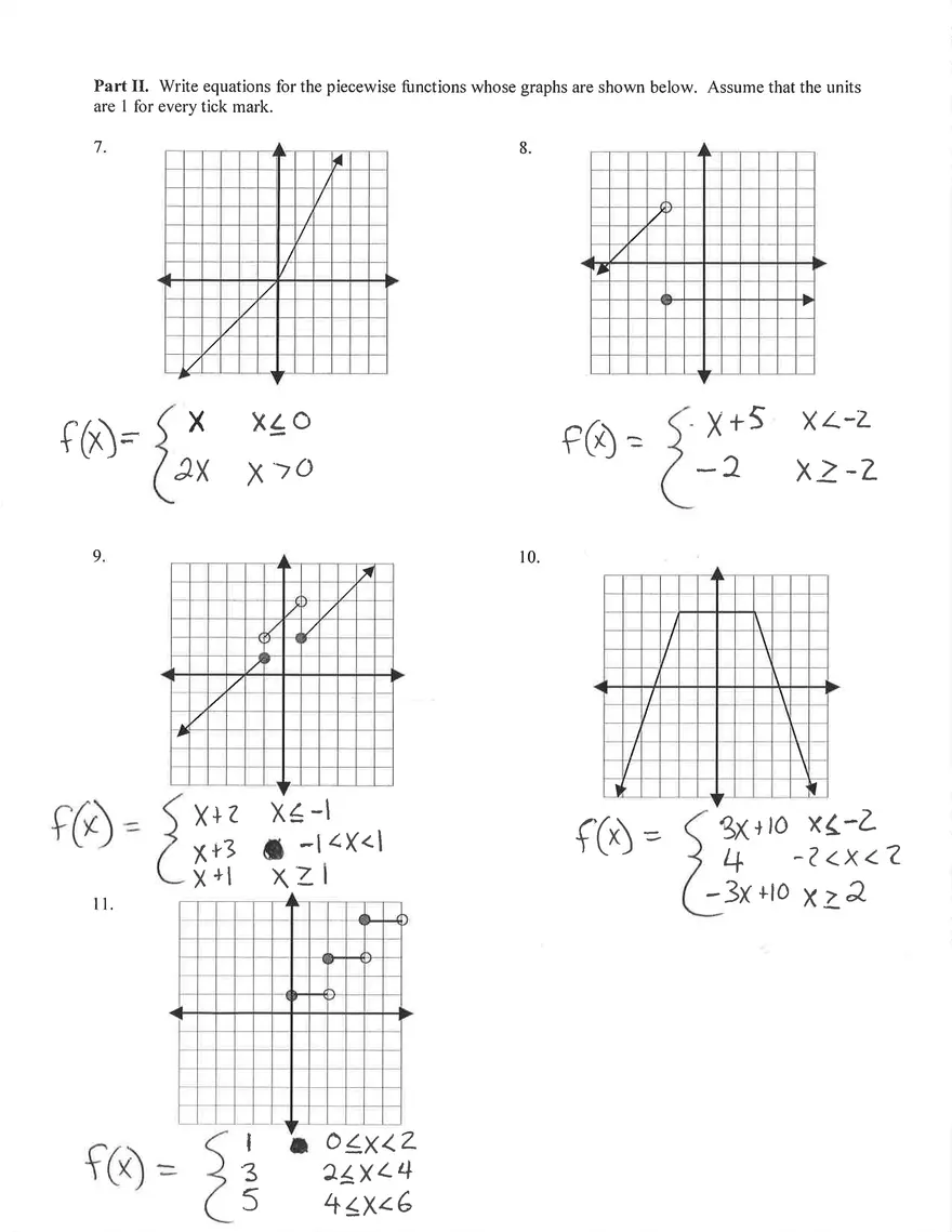 Piecewise Graph Worksheet Answers - Page 4