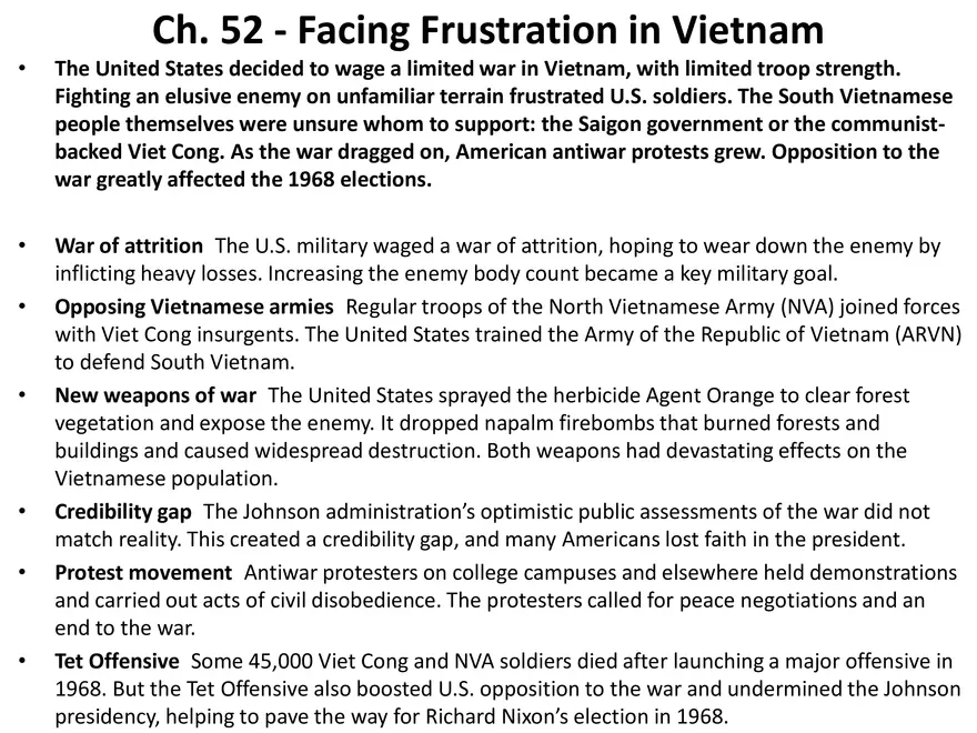 Vietnam War Study Guide (Set 2 of 2) - Page 9