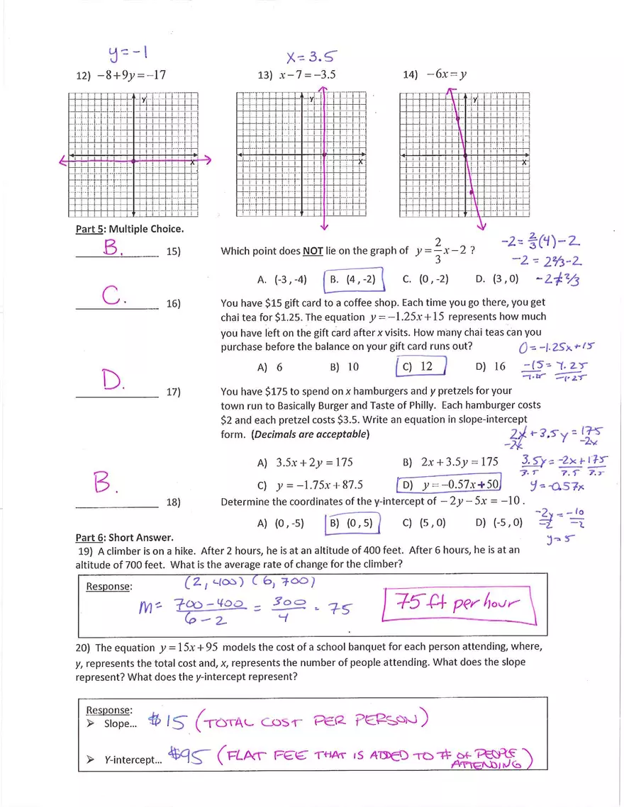 Practice Quiz 2 Graphing Linear Equations - Page 2