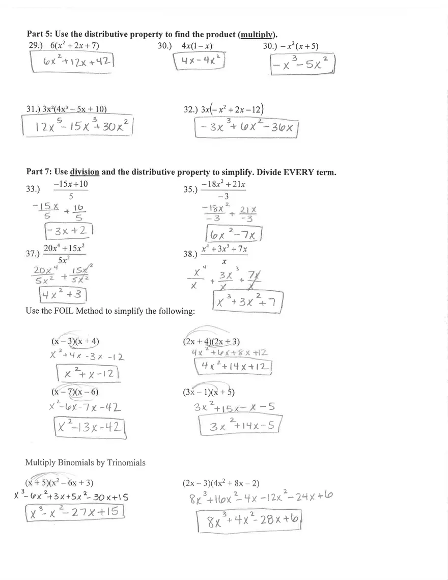 Polynomial Operations Worksheet Answers - Page 2