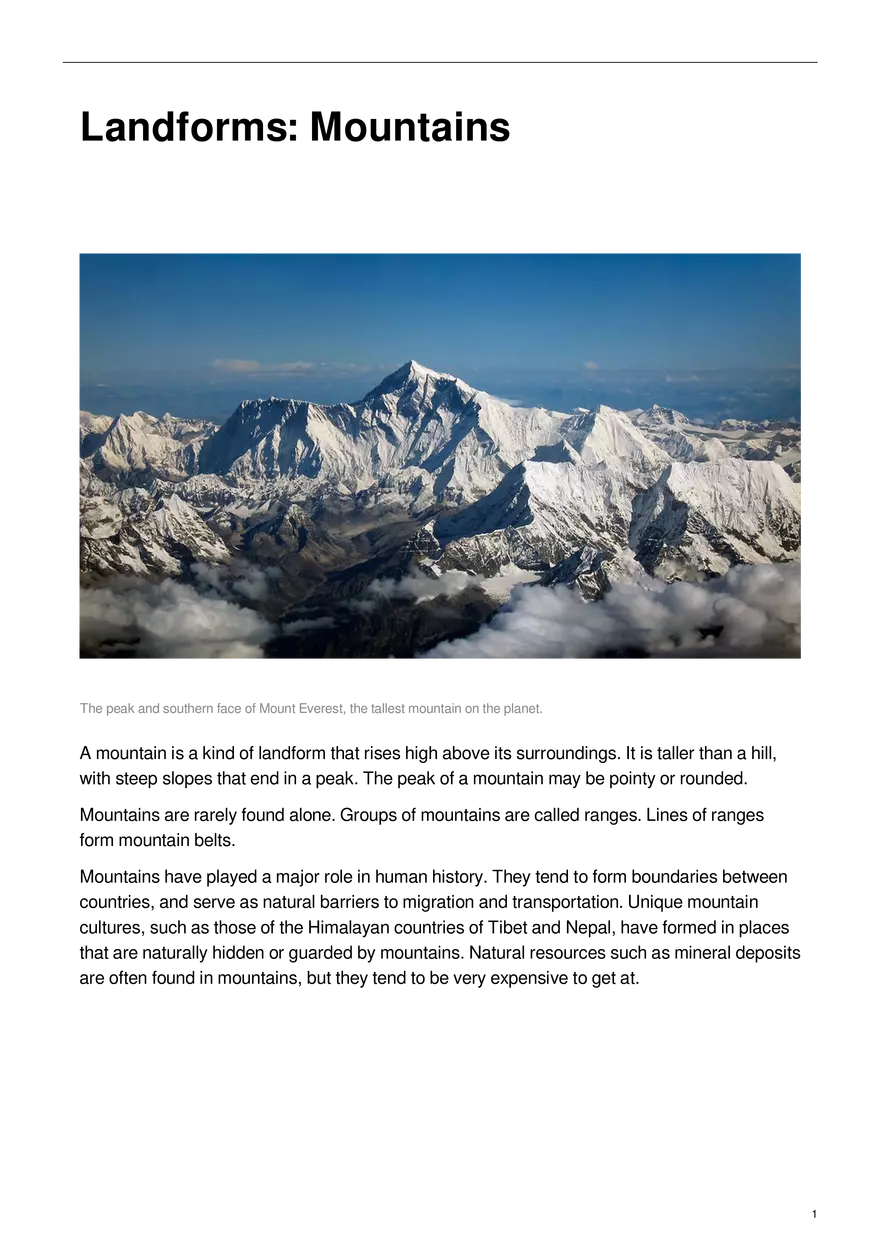Landforms Mountains - Page 1