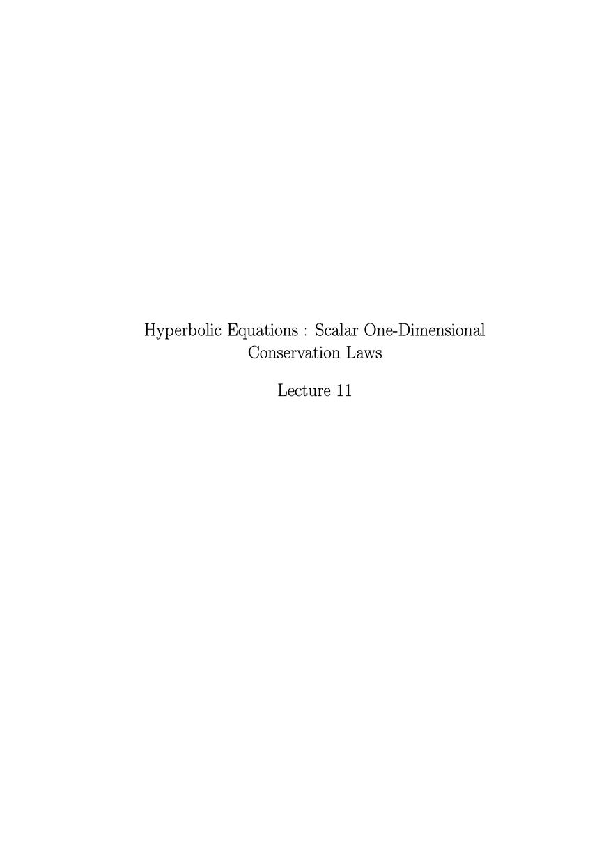 Hyperbolic Equations: Scalar One-Dimensional Conservation Laws - Page 1