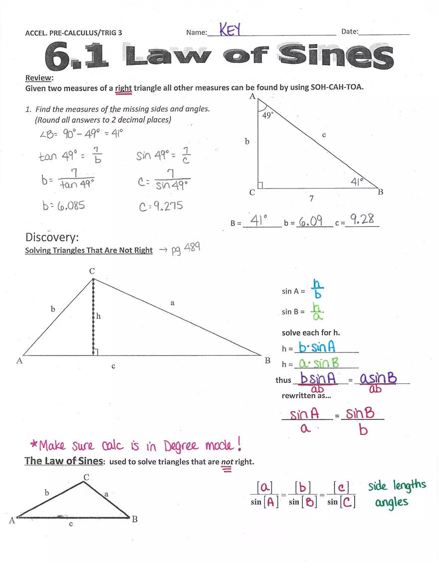 6.1 Law of Sines - Page 1