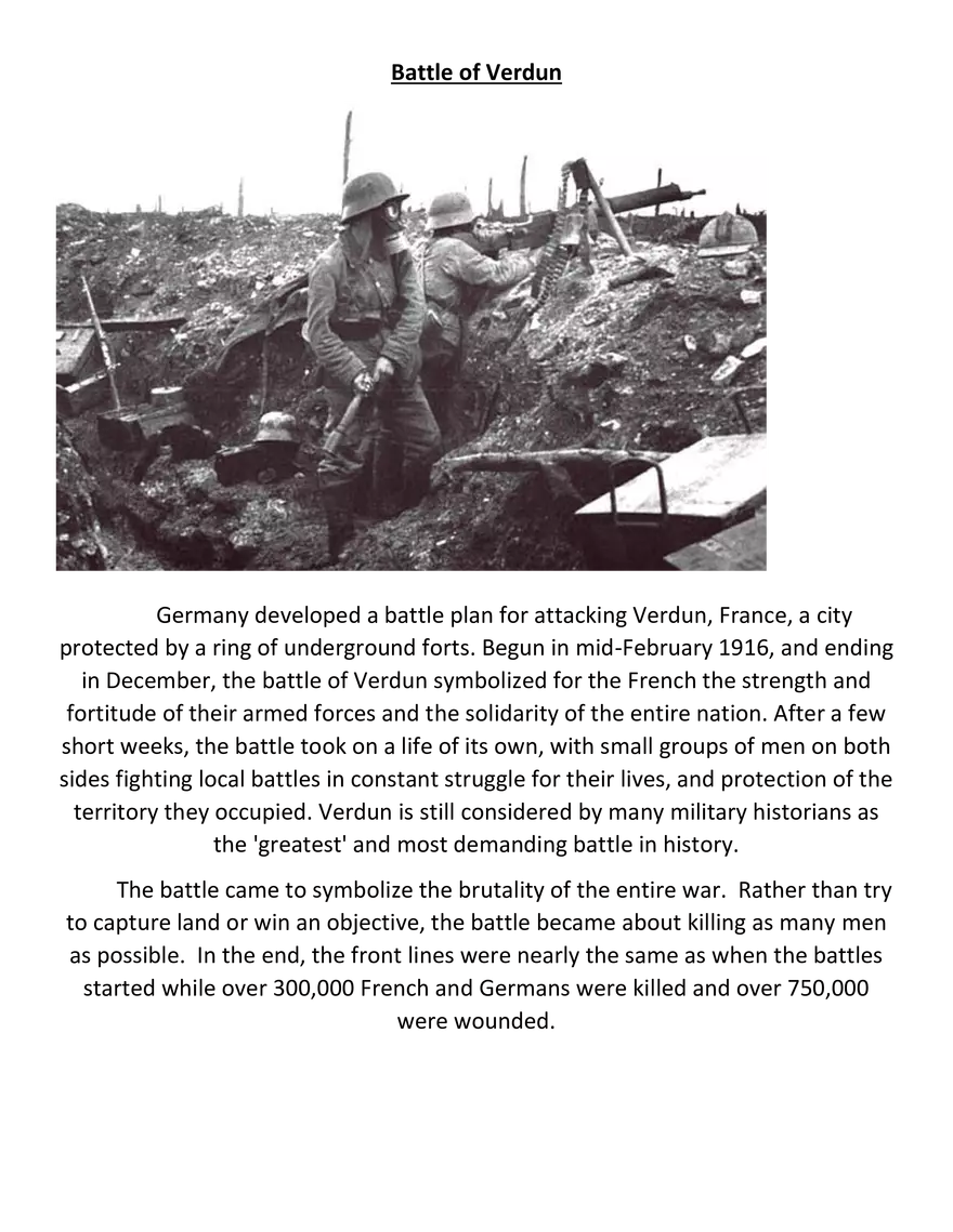 Major Battles of WWI Graph and Information Sheets - Page 1