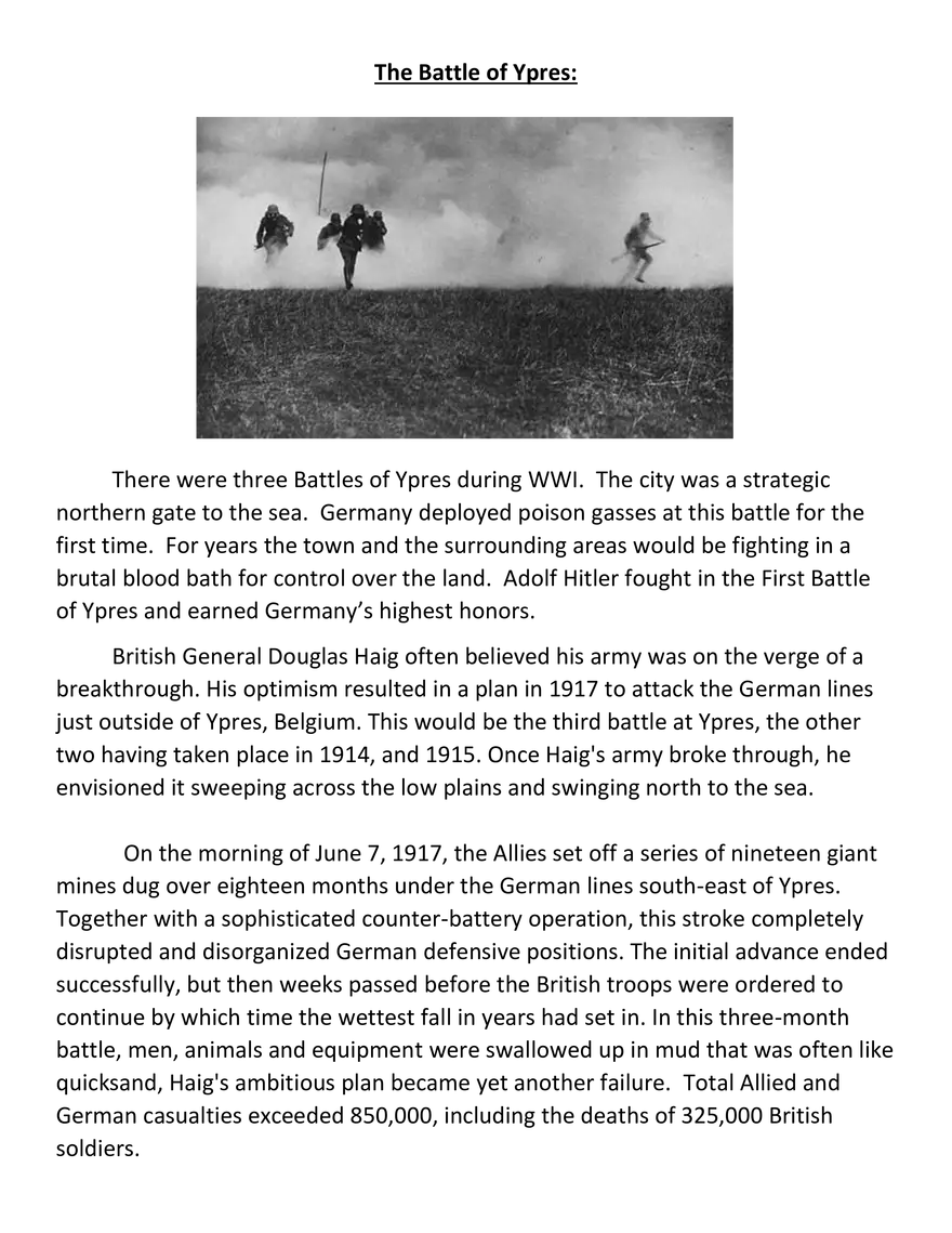 Major Battles of WWI Graph and Information Sheets - Page 3