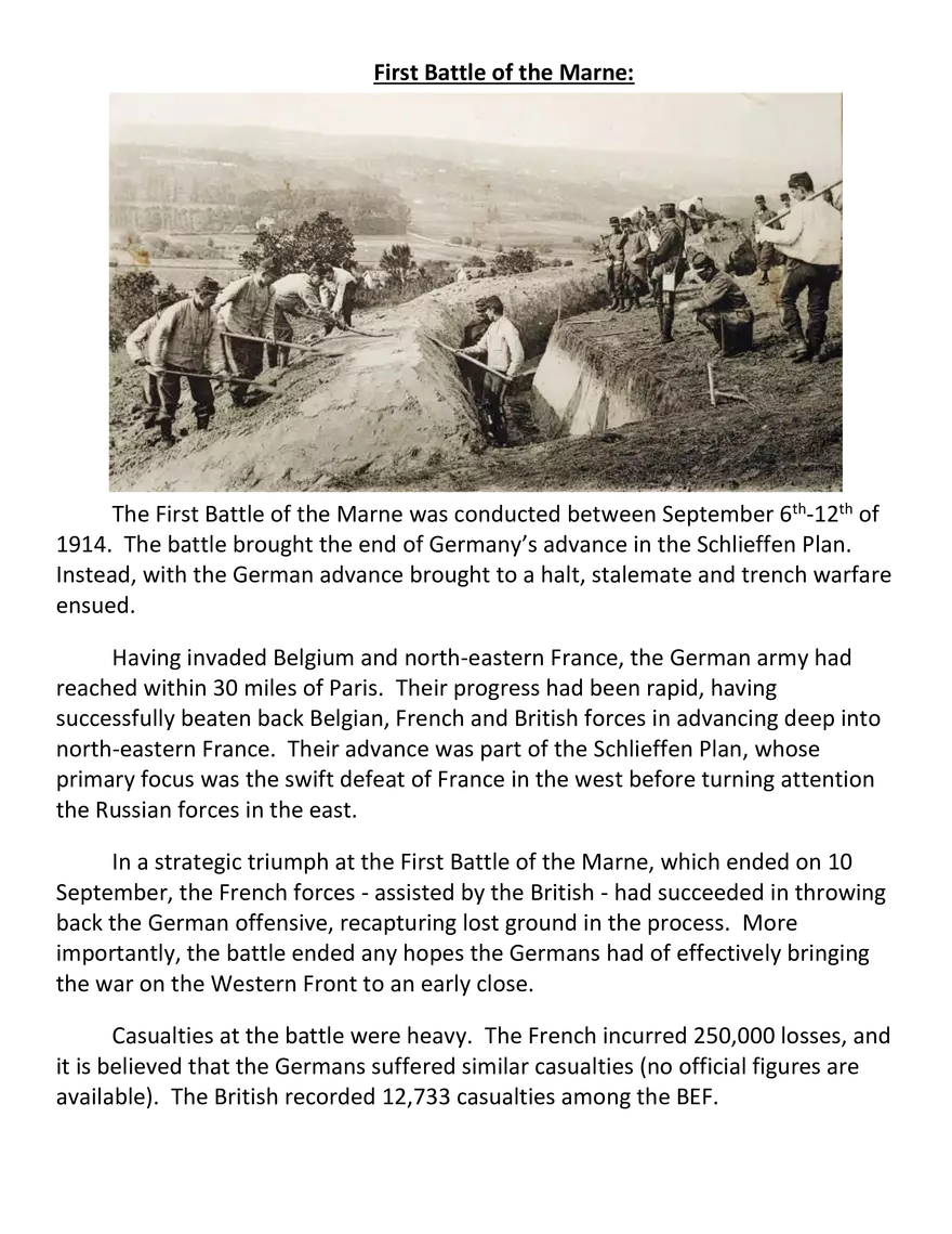 Major Battles of WWI Graph and Information Sheets - Page 5