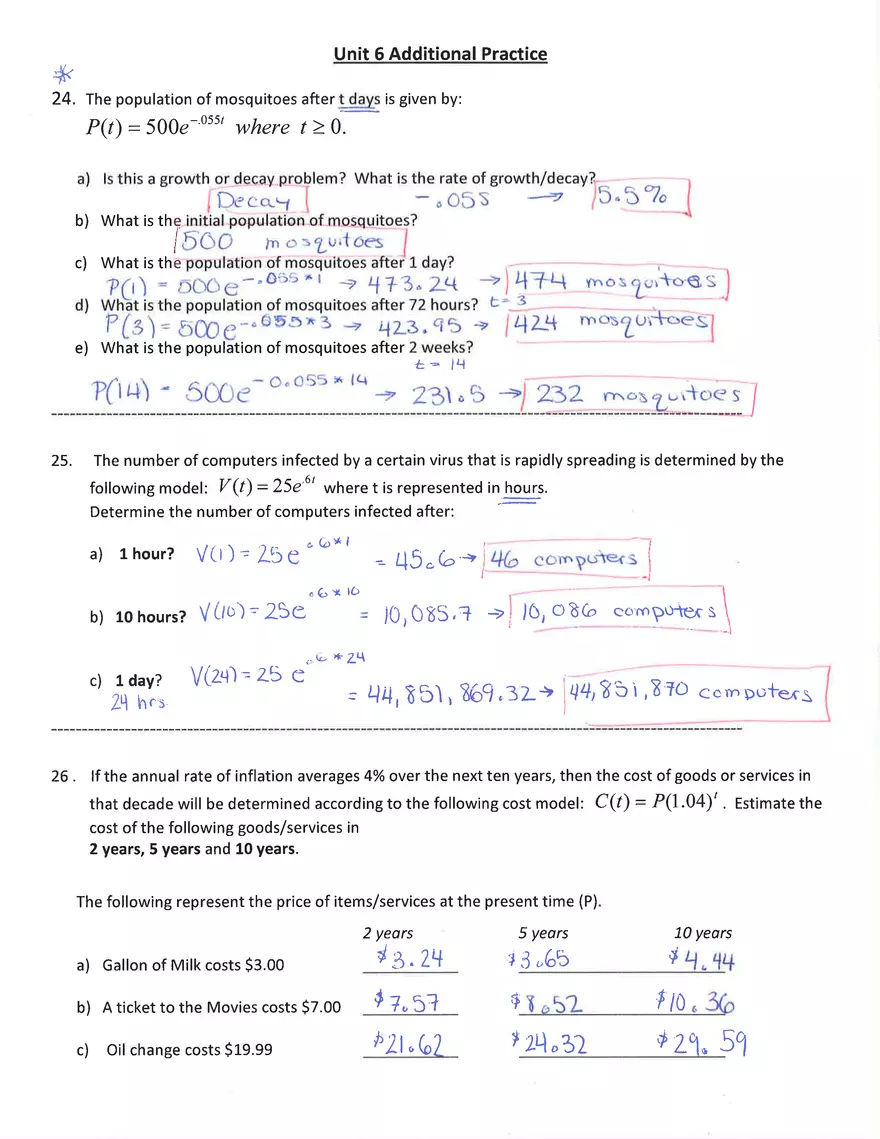 Exponential and Logarithmic Functions Review - Page 7
