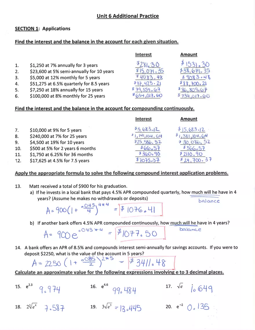 Exponential and Logarithmic Functions Review - Page 5