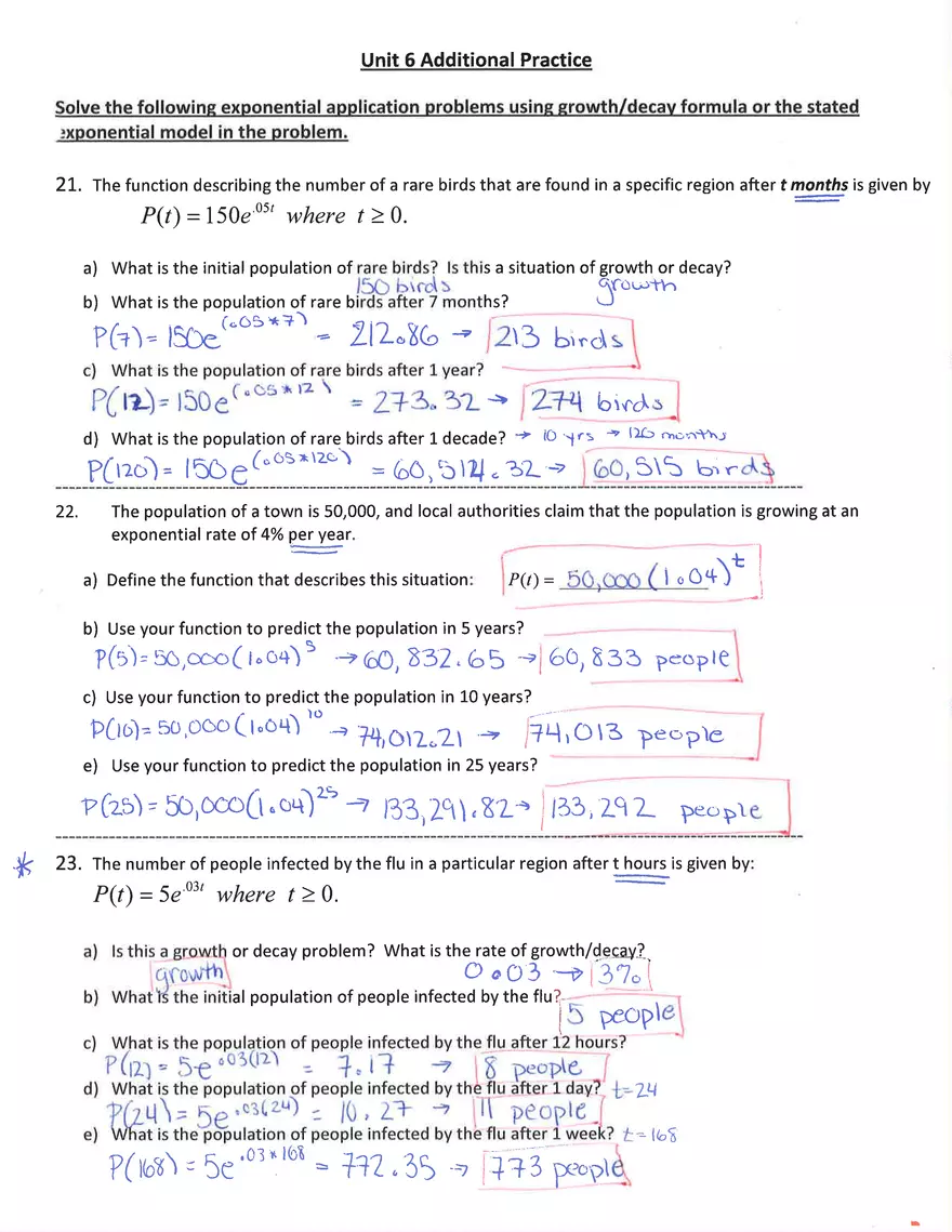 Exponential and Logarithmic Functions Review - Page 6
