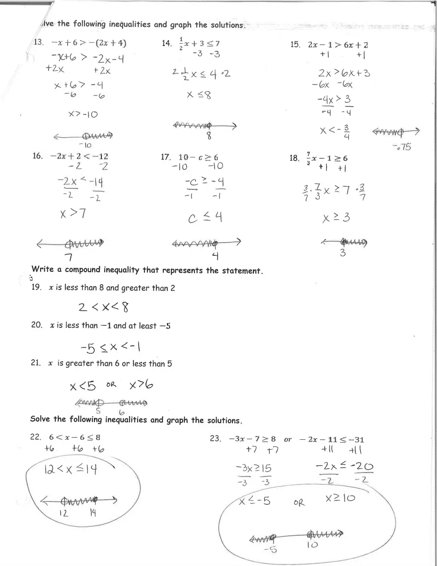 Algebra Unit 1 Review Answers - Page 2