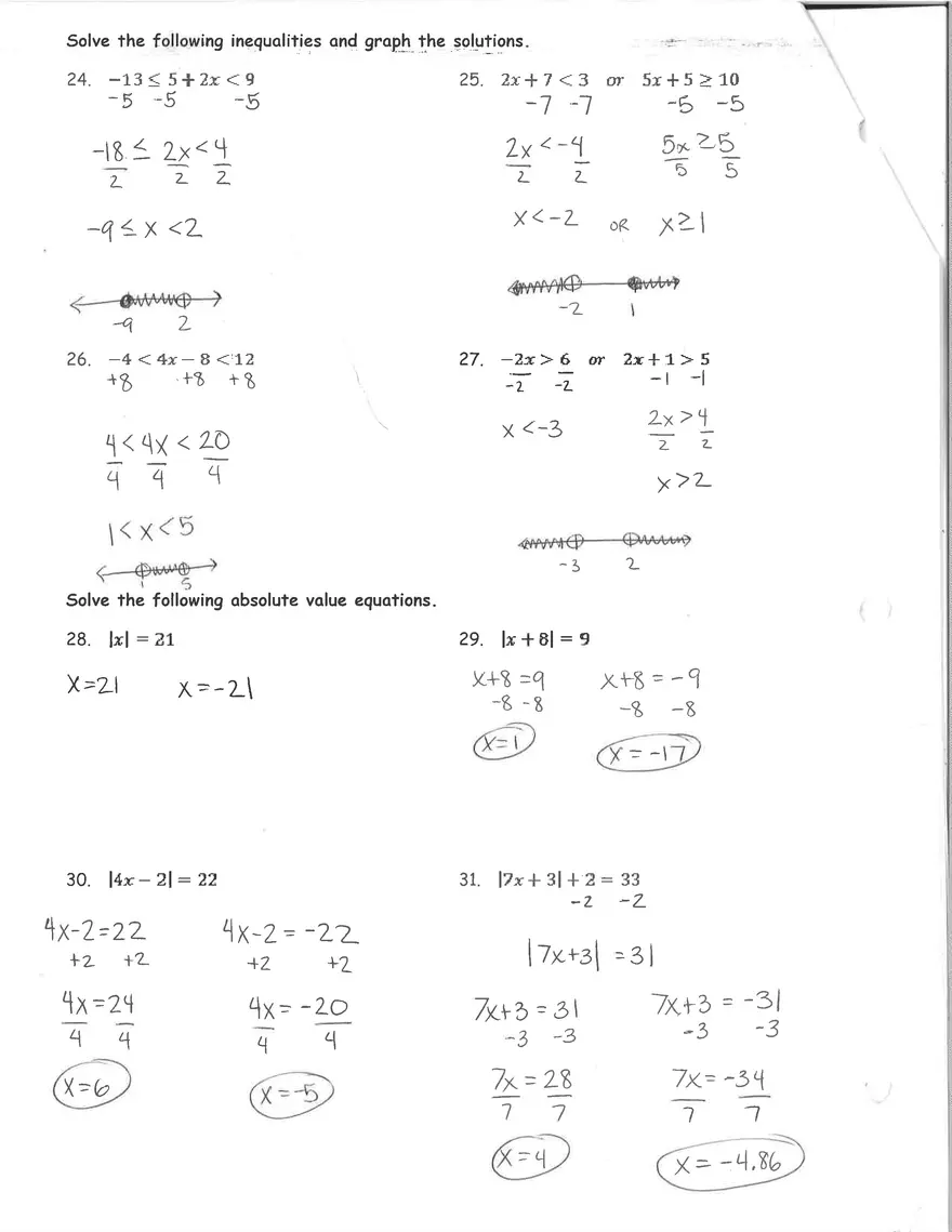 Algebra Unit 1 Review Answers - Page 3
