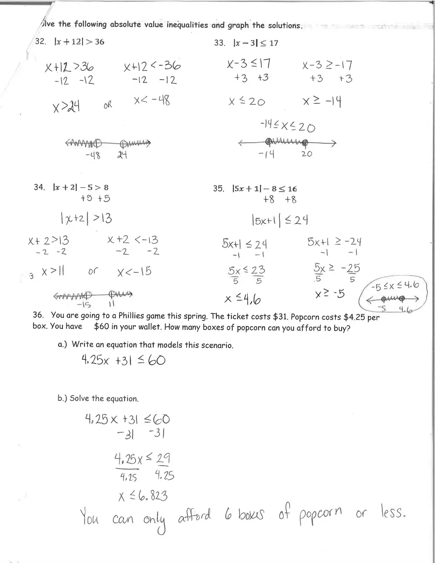 Algebra Unit 1 Review Answers - Page 4