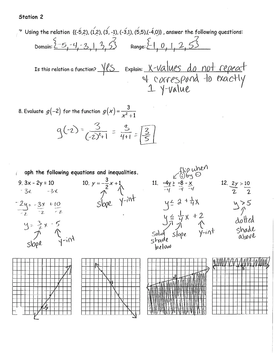 Algebra Test Review Key - Page 2