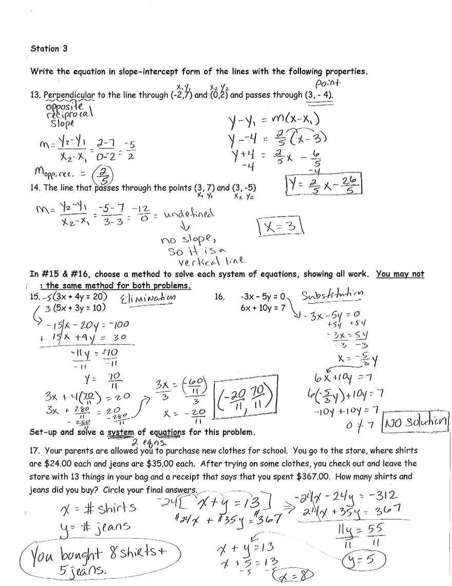 Algebra Test Review Key - Page 3