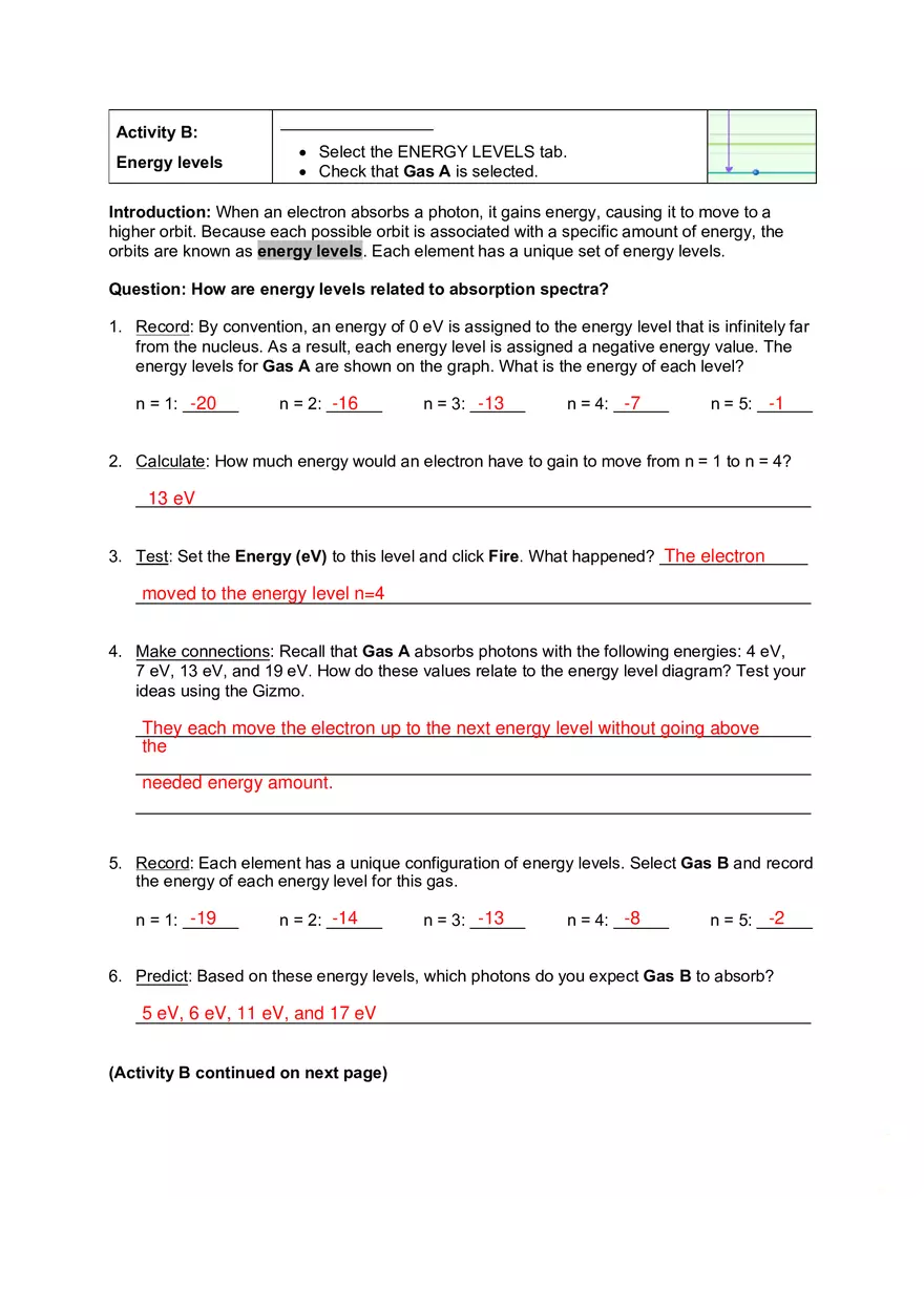 Student Exploration Bohr Model Introduction - Page 4