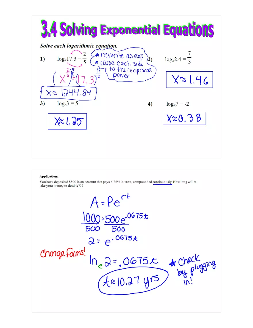 Solving Exponentials Notes - Page 5